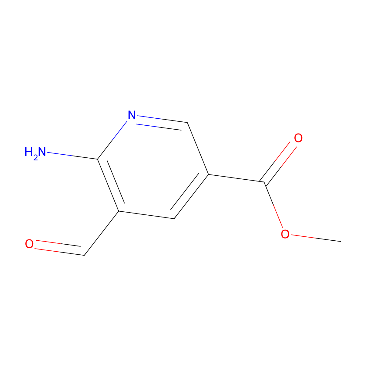 Methyl 6-amino-5-formylpyridine-3-carboxylate molecular structure, CAS 2580233-12-9