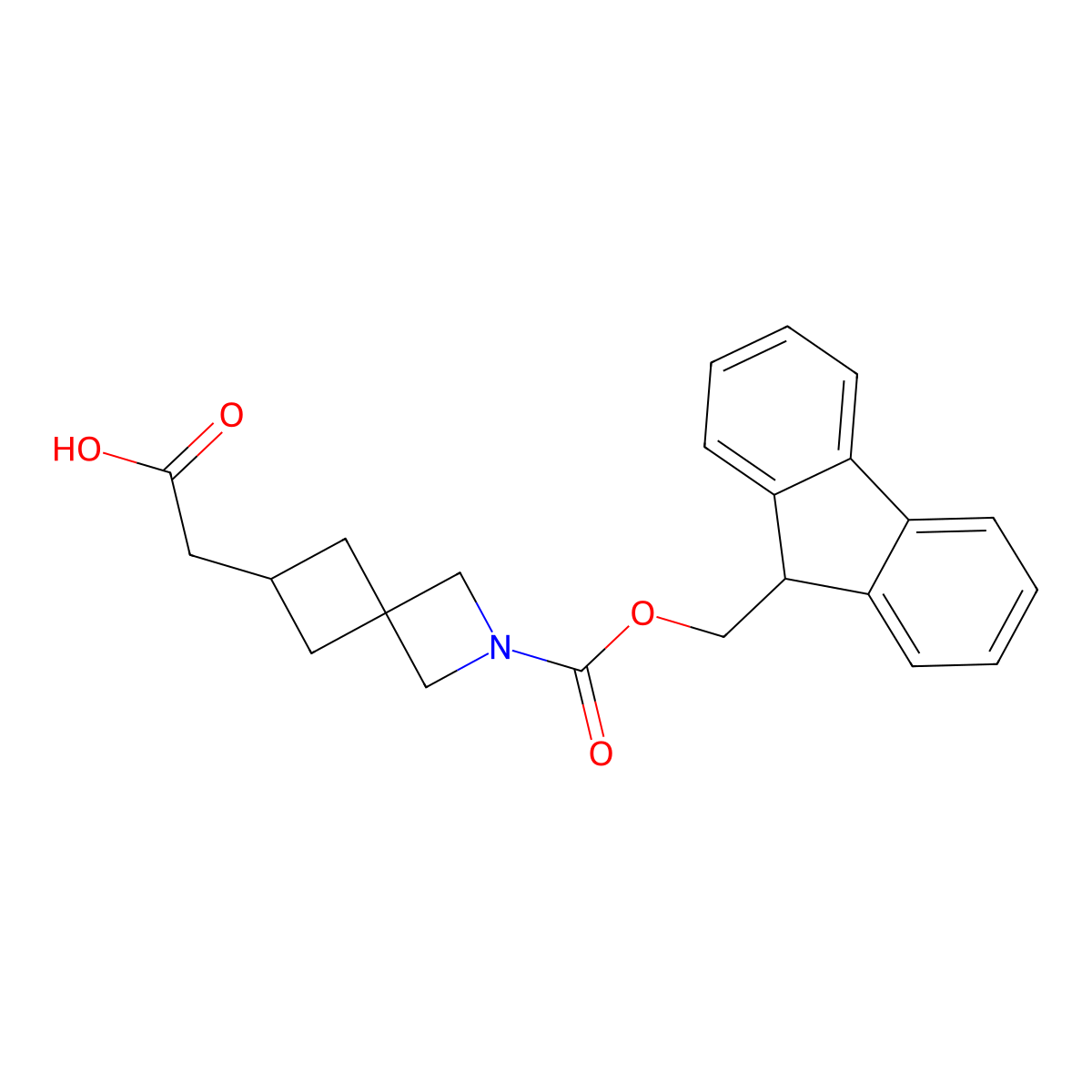 2-(2-{[(9H-fluoren-9-yl)methoxy]carbonyl}-2-azaspiro[3.3]heptan-6-yl)acetic acid molecular structure, CAS 2580233-18-5