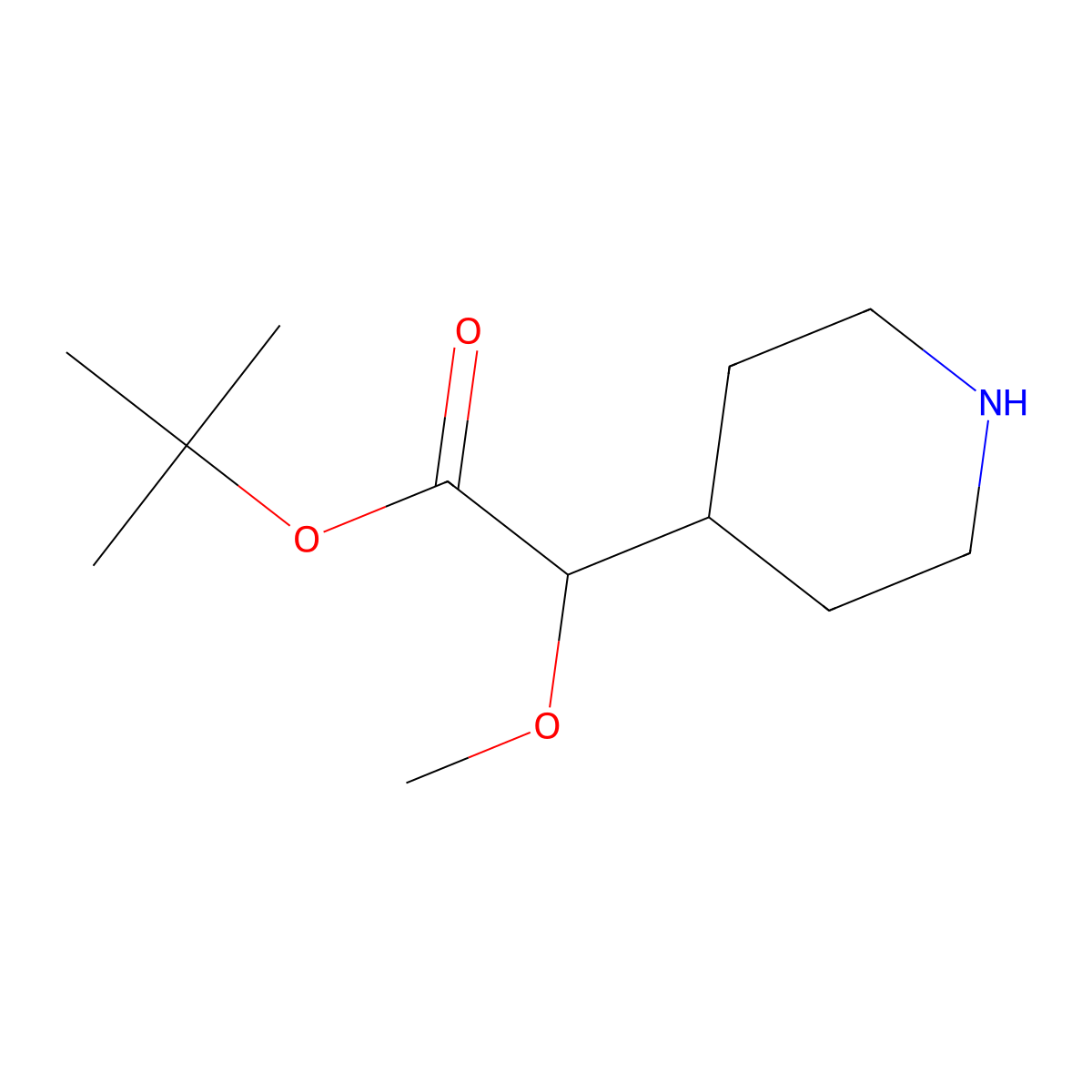 Tert-butyl 2-methoxy-2-(piperidin-4-yl)acetate molecular structure, CAS 2580233-23-2