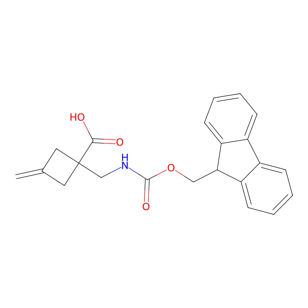 1-[({[(9H-fluoren-9-yl)methoxy]carbonyl}amino)methyl]-3-methylidenecyclobutane-1-carboxylic acid molecular structure, CAS 2580233-32-3