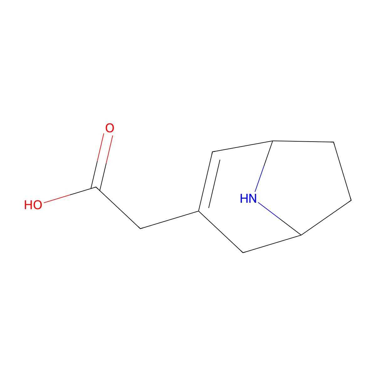2-{8-Azabicyclo[3.2.1]oct-2-en-3-yl}acetic acid molecular structure, CAS 2580233-34-5