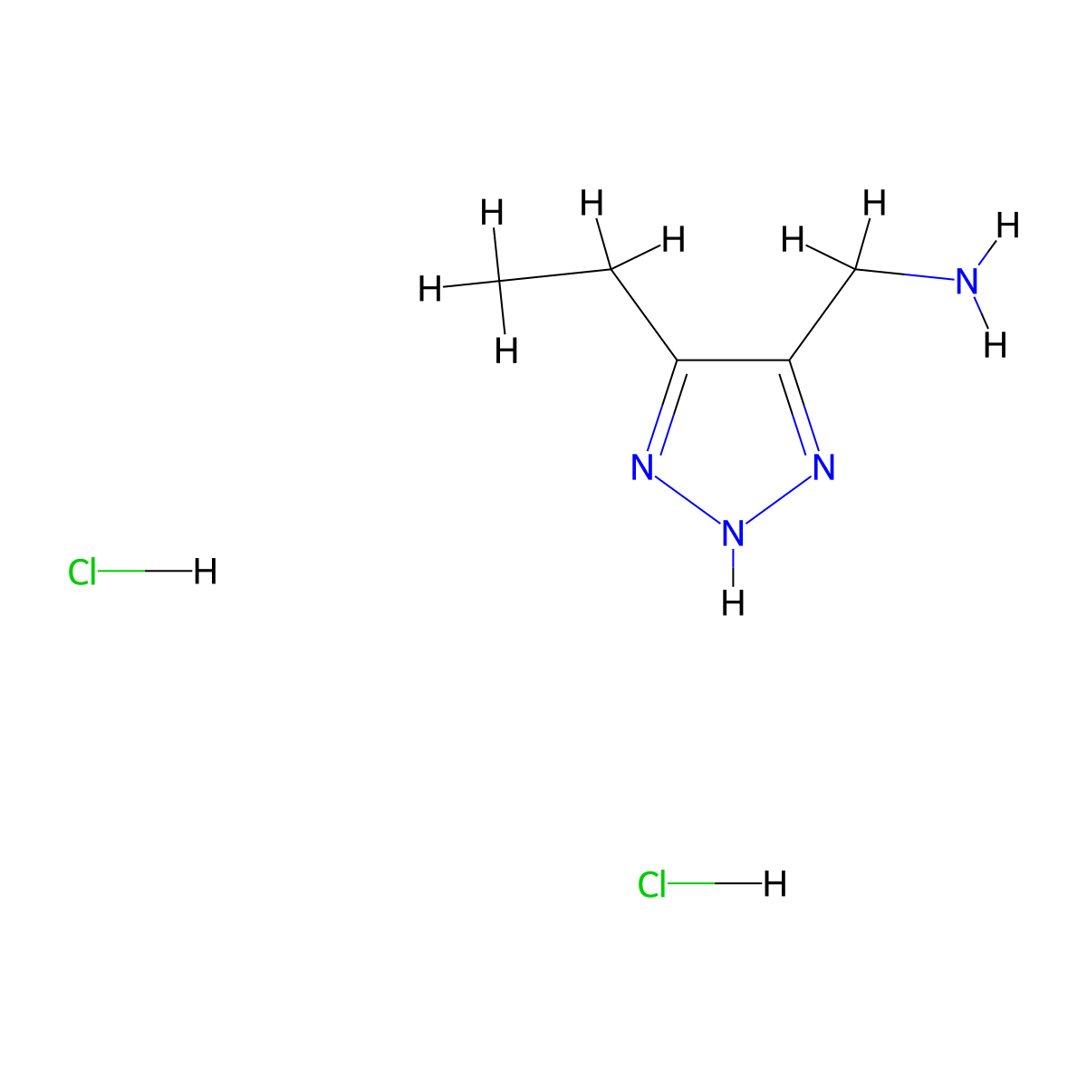 (5-Ethyl-2H-triazol-4-yl)methanamine;dihydrochloride molecular structure, CAS 2580233-37-8