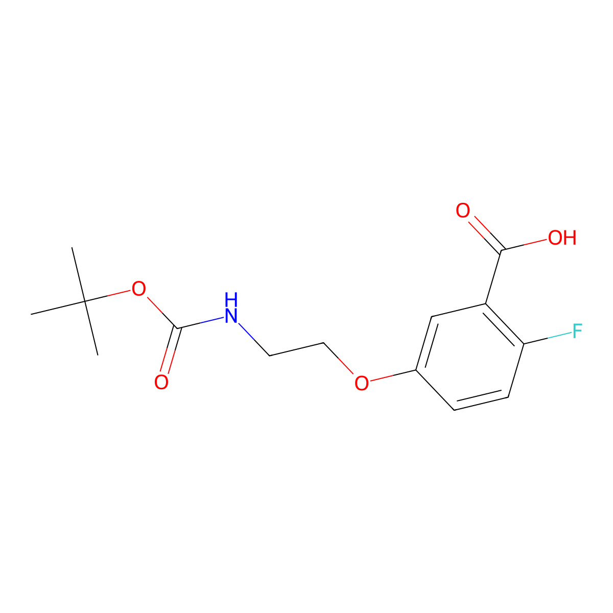 5-(2-{[(Tert-butoxy)carbonyl]amino}ethoxy)-2-fluorobenzoic acid molecular structure, CAS 2580233-50-5