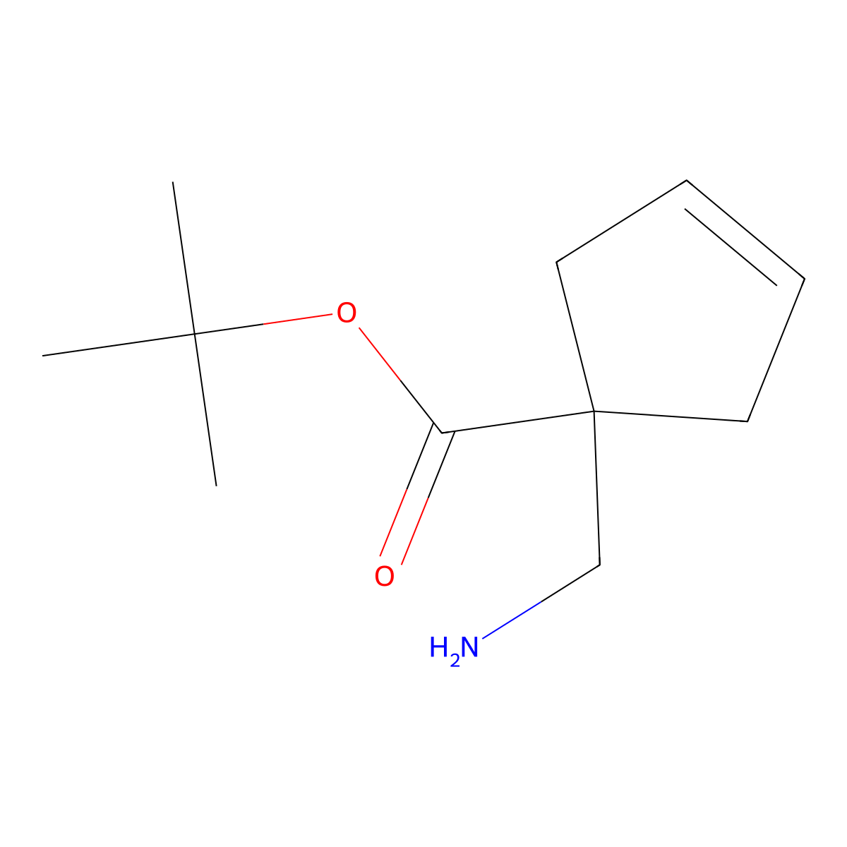 Tert-butyl 1-(aminomethyl)cyclopent-3-ene-1-carboxylate molecular structure, CAS 2580233-54-9