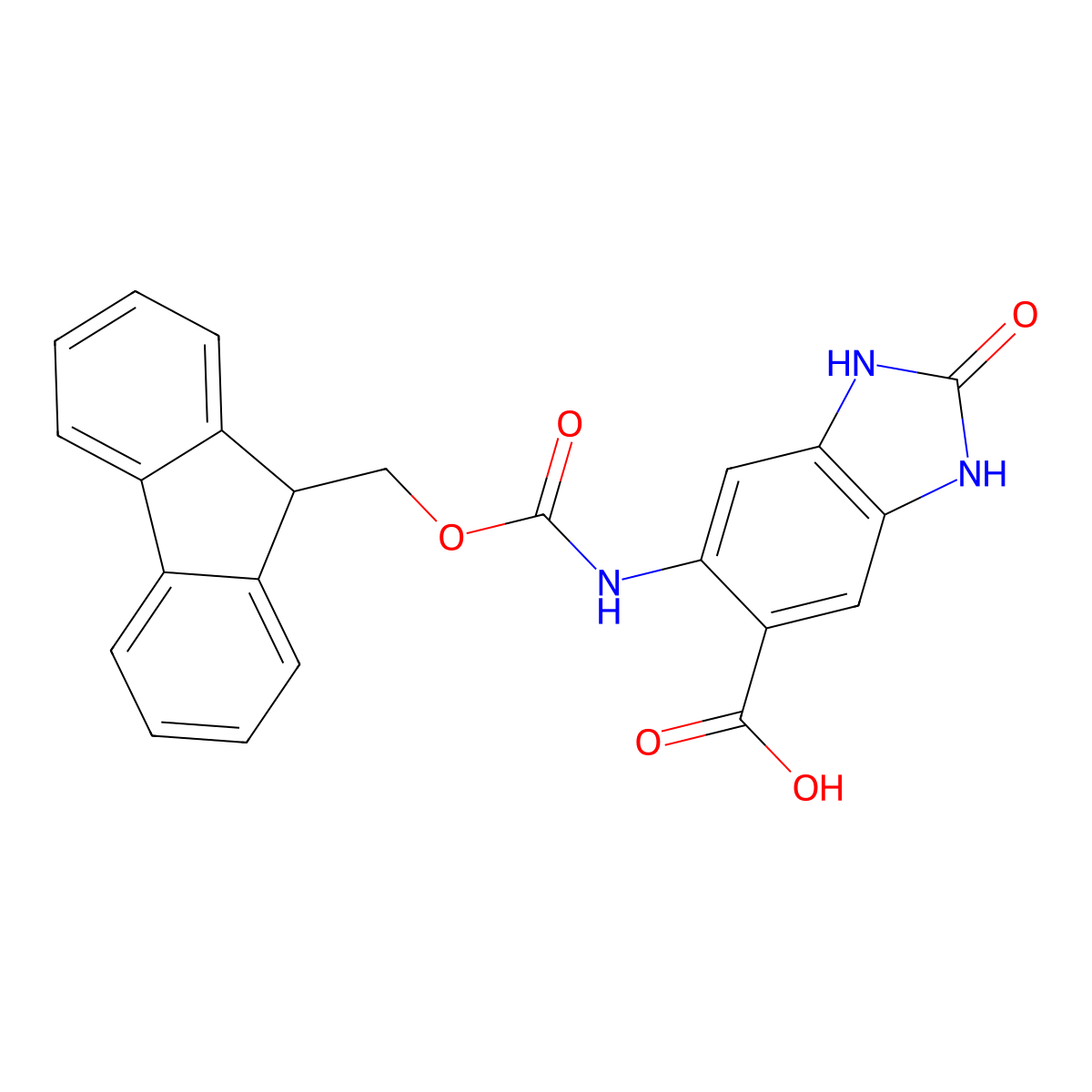 6-({[(9H-fluoren-9-yl)methoxy]carbonyl}amino)-2-oxo-2,3-dihydro-1H-1,3-benzodiazole-5-carboxylic acid molecular structure, CAS 2580233-55-0