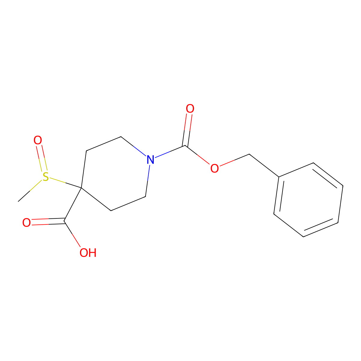 1-[(Benzyloxy)carbonyl]-4-methanesulfinylpiperidine-4-carboxylic acid molecular structure, CAS 2580233-67-4
