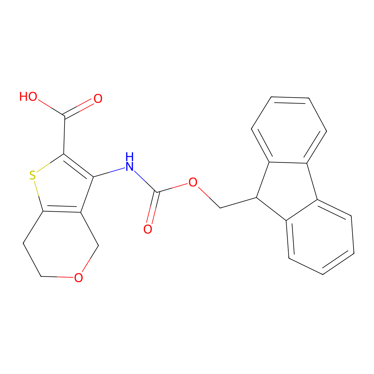 3-({[(9H-fluoren-9-yl)methoxy]carbonyl}amino)-4H,6H,7H-thieno[3,2-c]pyran-2-carboxylic acid molecular structure, CAS 2580233-74-3