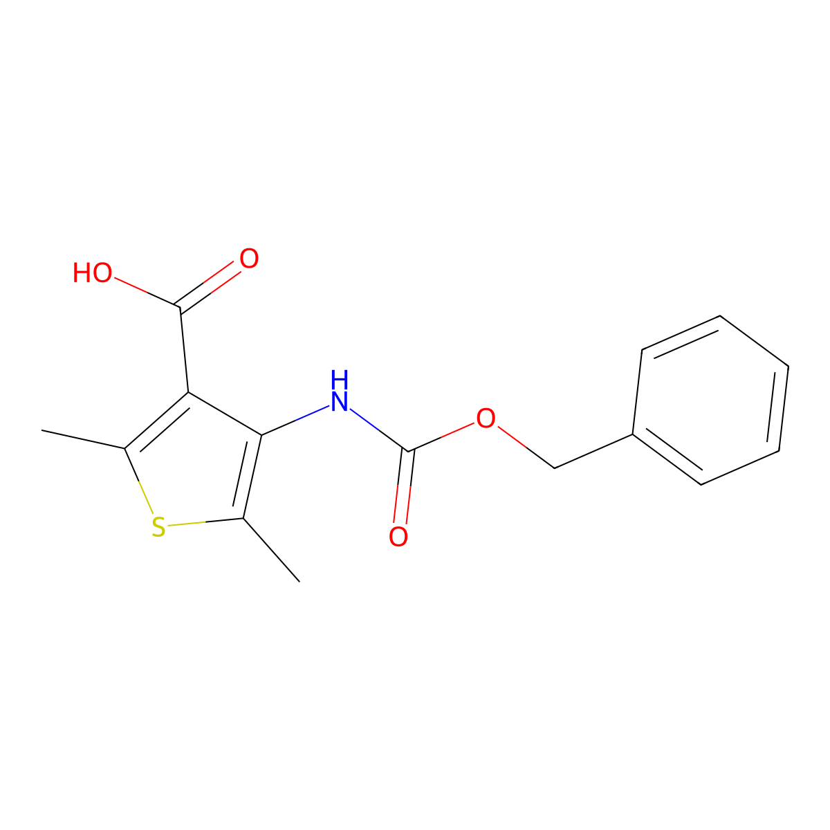 4-{[(Benzyloxy)carbonyl]amino}-2,5-dimethylthiophene-3-carboxylic acid molecular structure, CAS 2580233-78-7