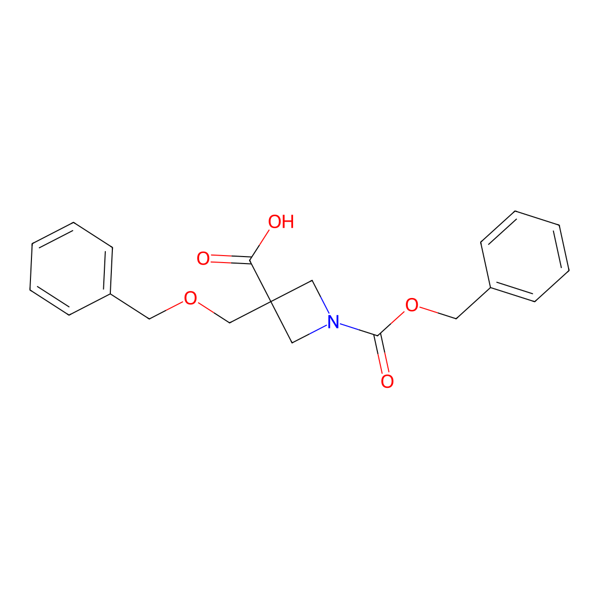 1-[(Benzyloxy)carbonyl]-3-[(benzyloxy)methyl]azetidine-3-carboxylic acid molecular structure, CAS 2580233-91-4