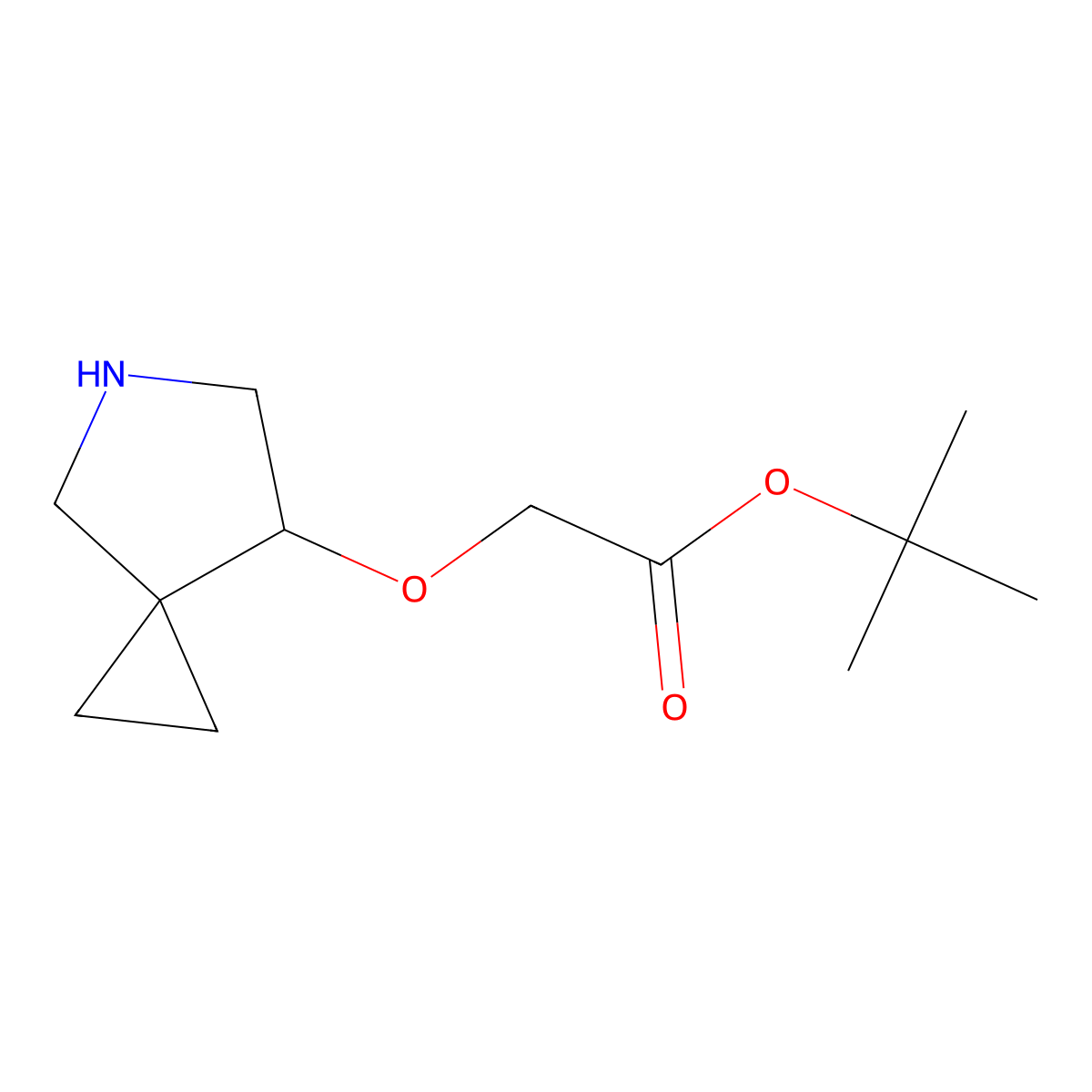 Tert-butyl 2-{5-azaspiro[2.4]heptan-7-yloxy}acetate molecular structure, CAS 2580233-96-9
