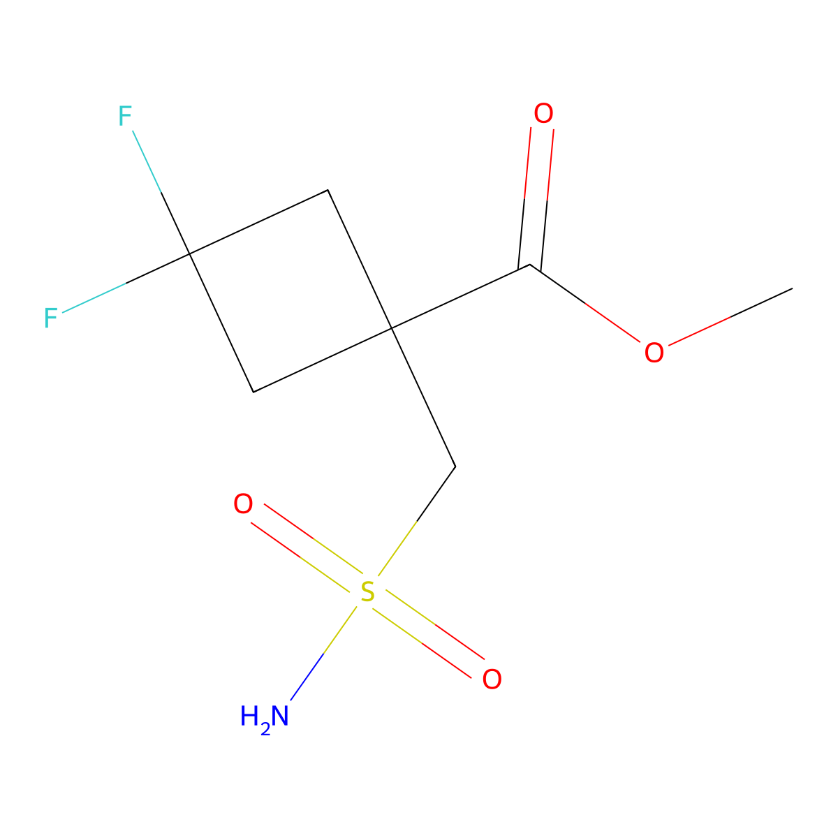 Methyl 3,3-difluoro-1-(sulfamoylmethyl)cyclobutane-1-carboxylate molecular structure, CAS 2580234-00-8