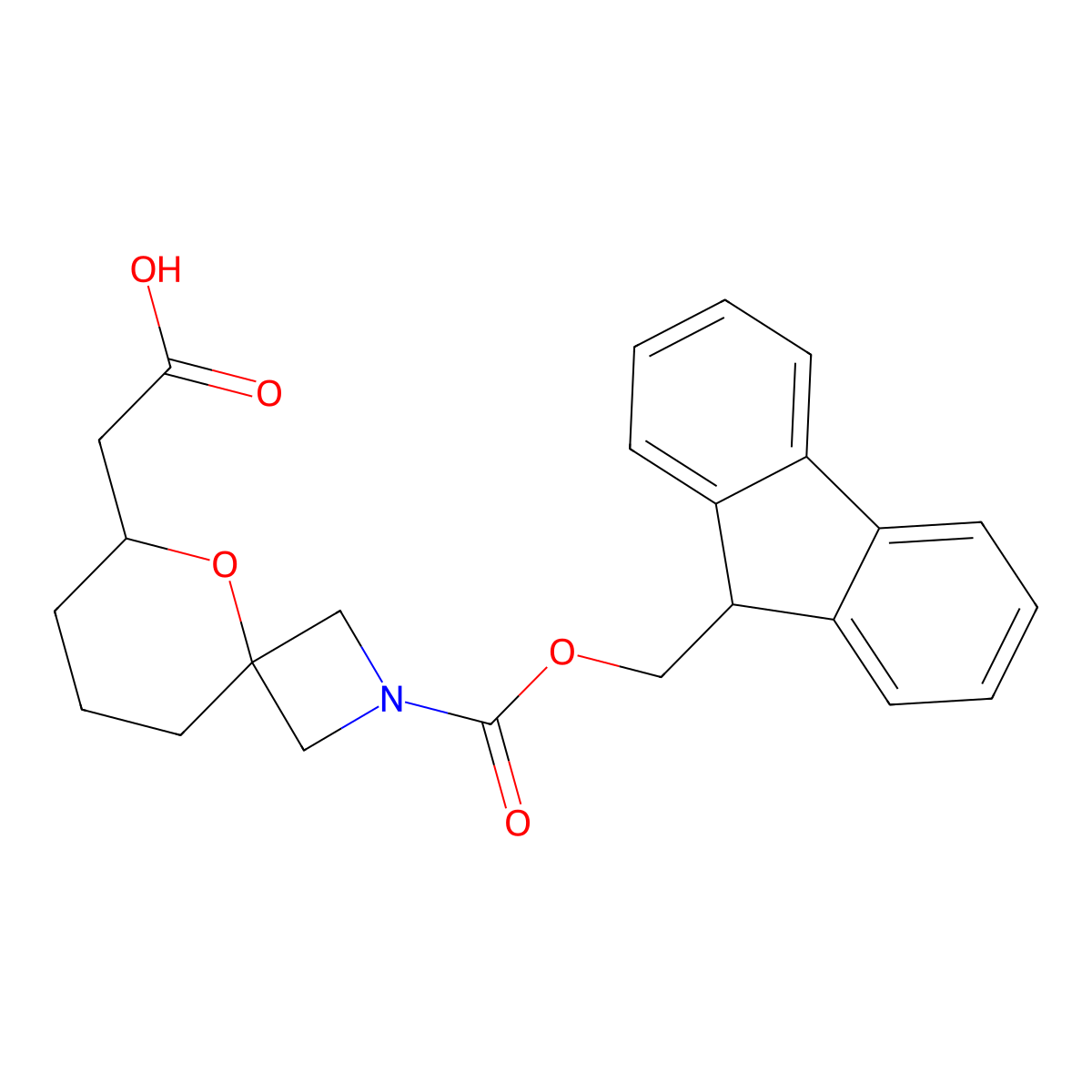 2-(2-{[(9H-fluoren-9-yl)methoxy]carbonyl}-5-oxa-2-azaspiro[3.5]nonan-6-yl)aceticacid molecular structure, CAS 2580234-04-2