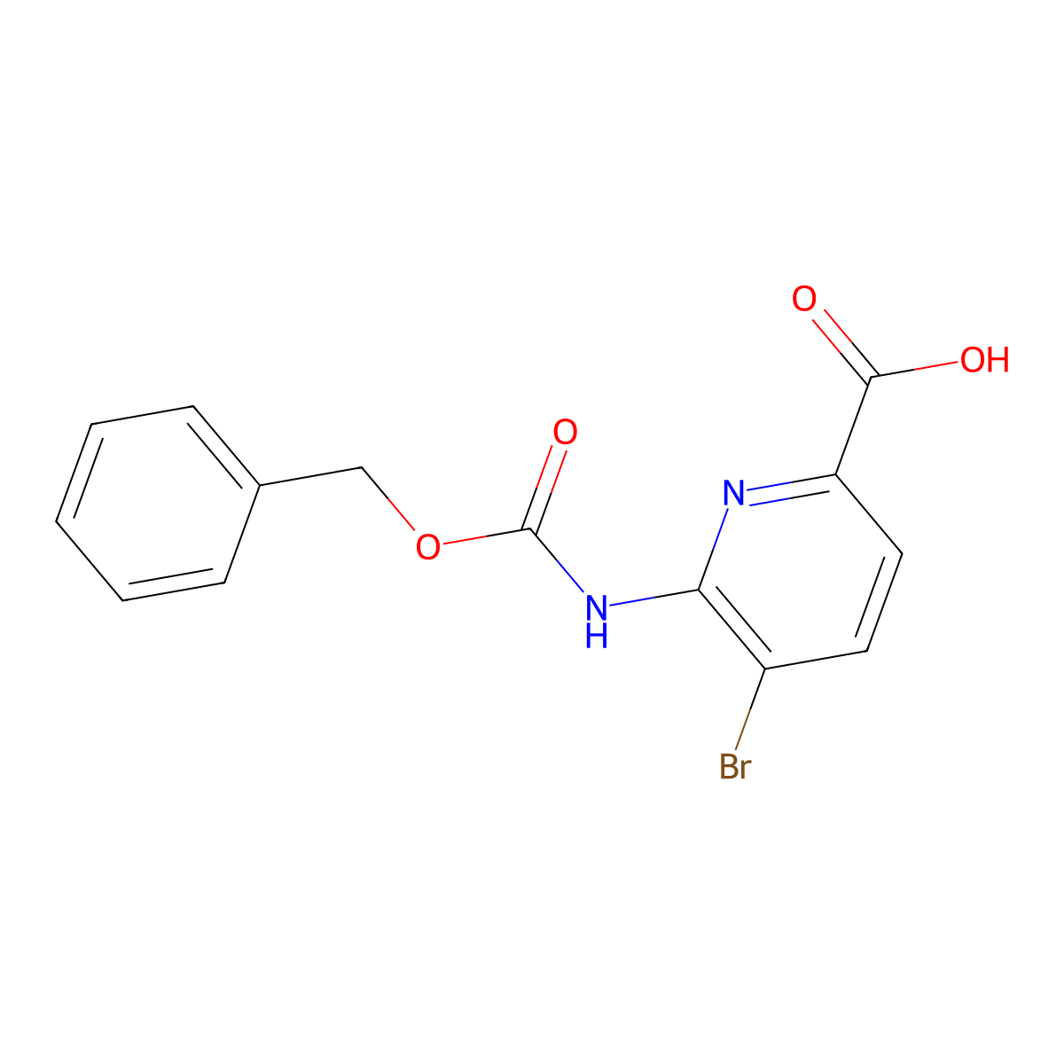 6-{[(Benzyloxy)carbonyl]amino}-5-bromopyridine-2-carboxylic acid molecular structure, CAS 2580234-05-3