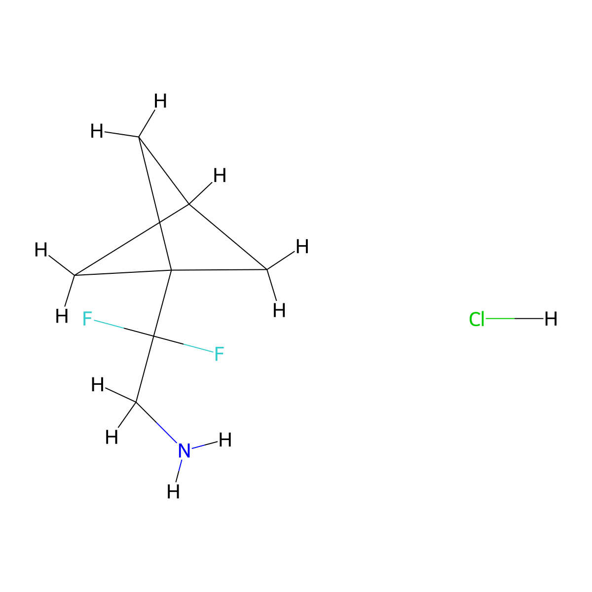 2-{Bicyclo[1.1.1]pentan-1-yl}-2,2-difluoroethan-1-amine hydrochloride molecular structure, CAS 2580234-12-2