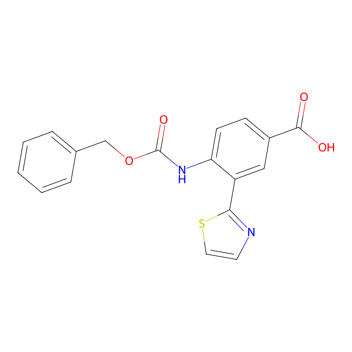 4-{[(Benzyloxy)carbonyl]amino}-3-(1,3-thiazol-2-yl)benzoic acid molecular structure, CAS 2580234-14-4