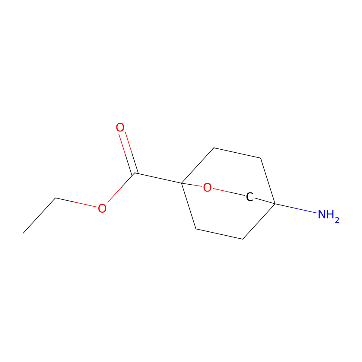 Ethyl 4-amino-2-oxabicyclo[2.2.2]octane-1-carboxylate molecular structure, CAS 2580234-22-4