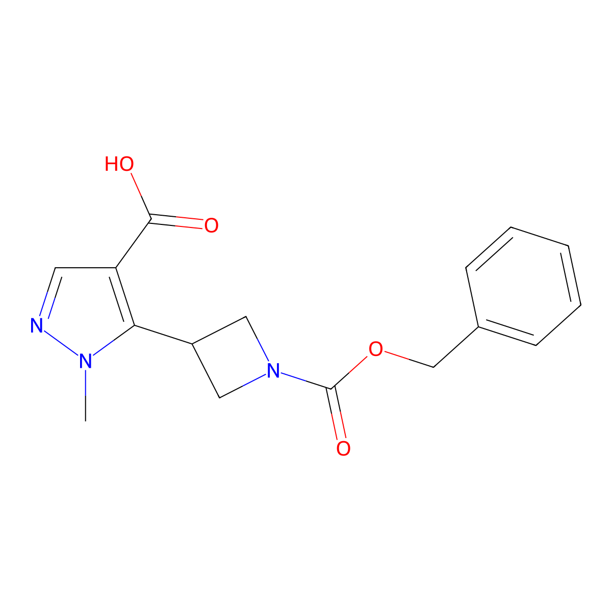 5-{1-[(benzyloxy)carbonyl]azetidin-3-yl}-1-methyl-1H-pyrazole-4-carboxylic acid molecular structure, CAS 2580234-27-9