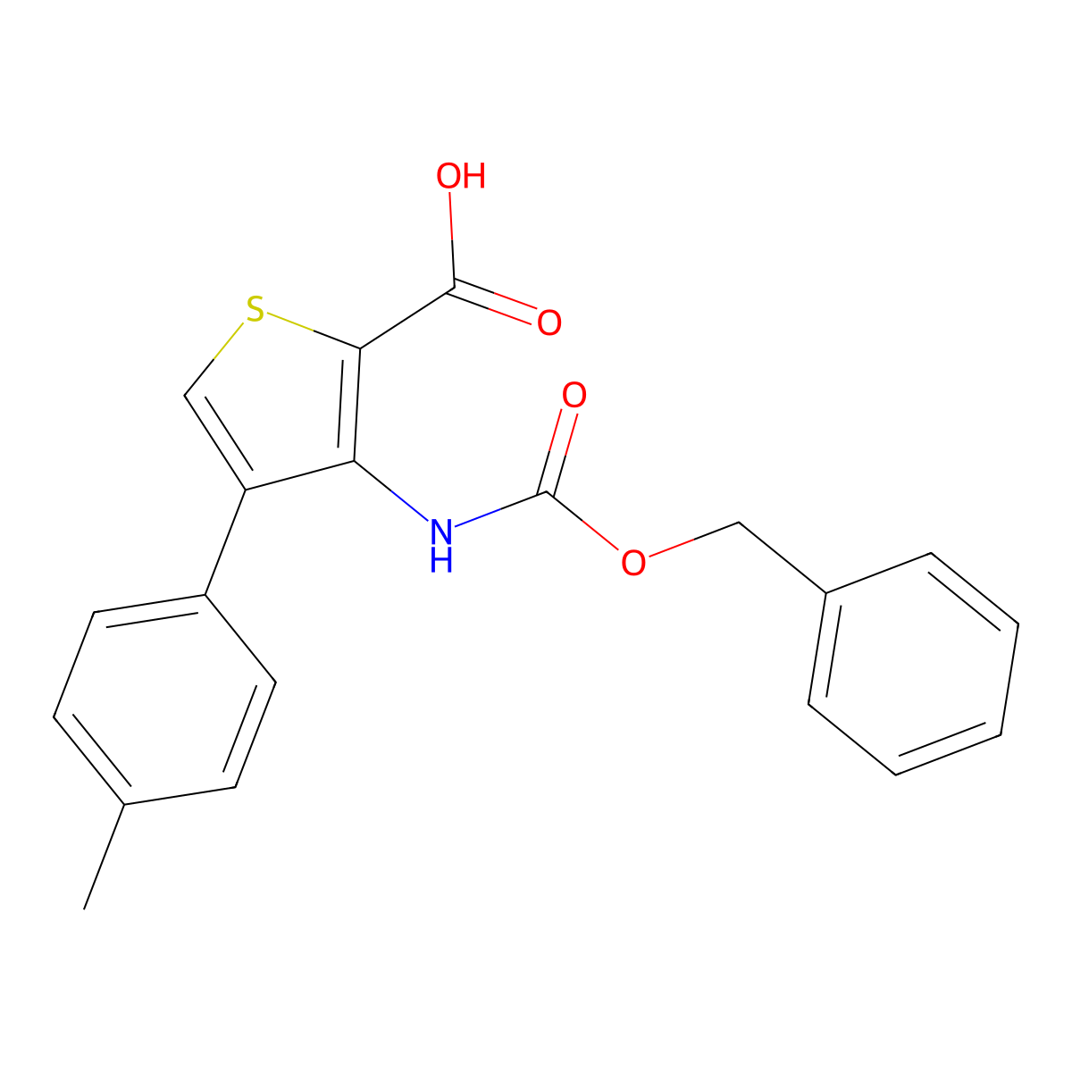 3-{[(Benzyloxy)carbonyl]amino}-4-(4-methylphenyl)thiophene-2-carboxylic acid molecular structure, CAS 2580234-41-7