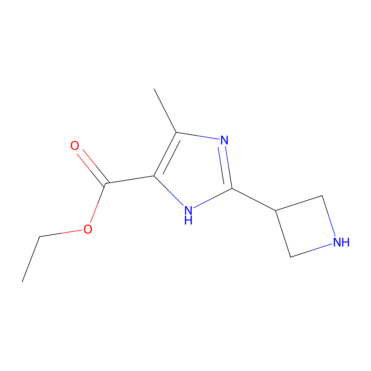 ethyl 2-(azetidin-3-yl)-4-methyl-1H-imidazole-5-carboxylate molecular structure, CAS 2580234-43-9