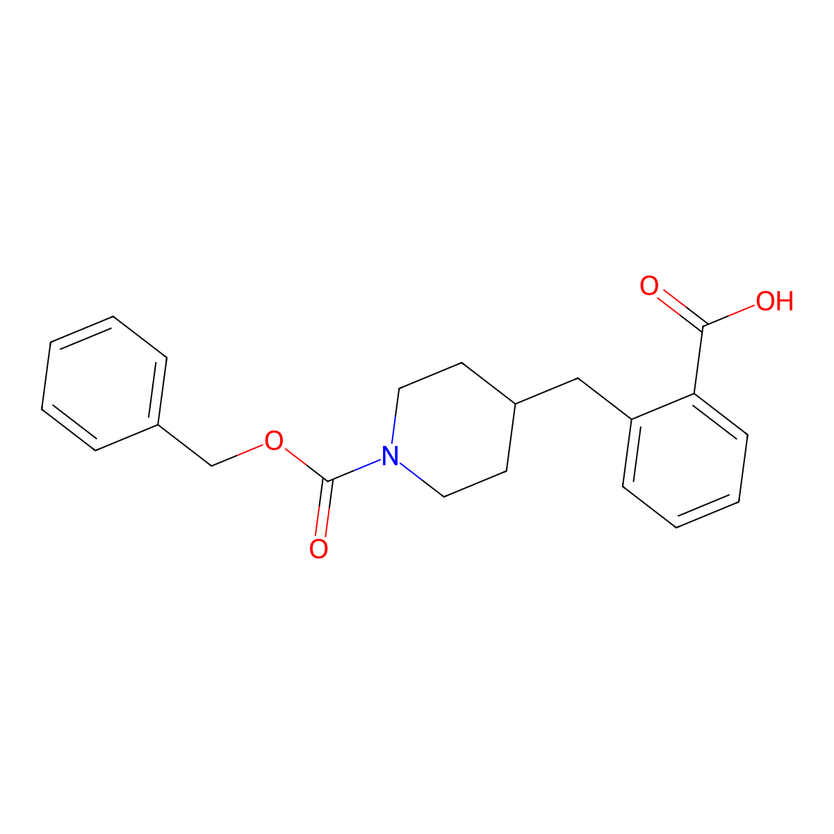 2-({1-[(Benzyloxy)carbonyl]piperidin-4-yl}methyl)benzoic acid molecular structure, CAS 2580234-46-2