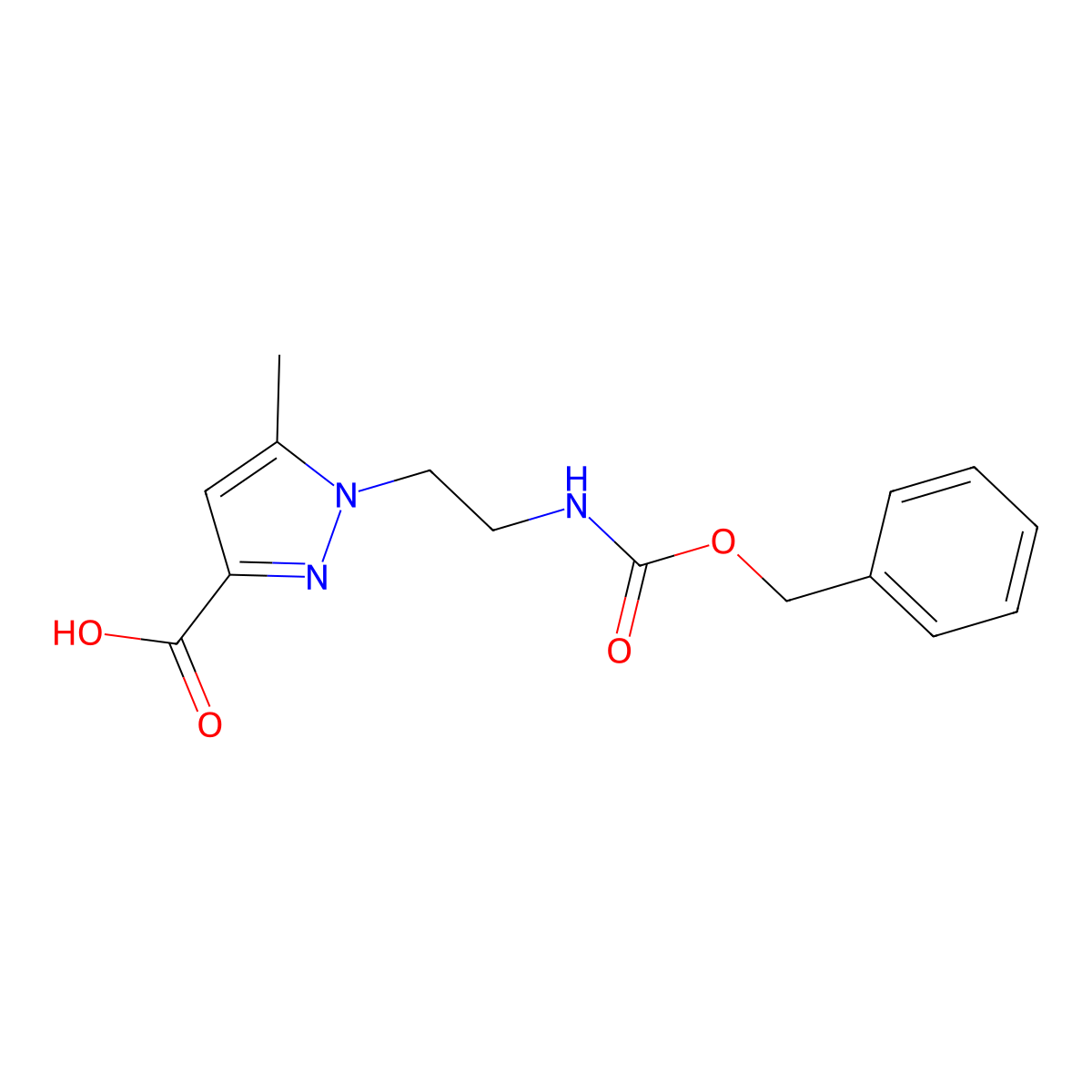 1-(2-{[(benzyloxy)carbonyl]amino}ethyl)-5-methyl-1H-pyrazole-3-carboxylic acid molecular structure, CAS 2580234-53-1