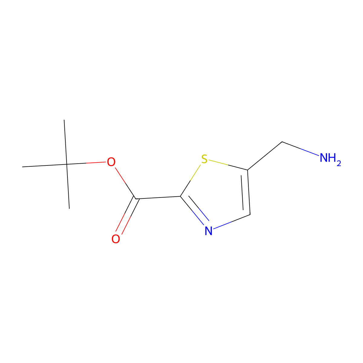 Tert-butyl 5-(aminomethyl)-1,3-thiazole-2-carboxylate molecular structure, CAS 2580234-57-5