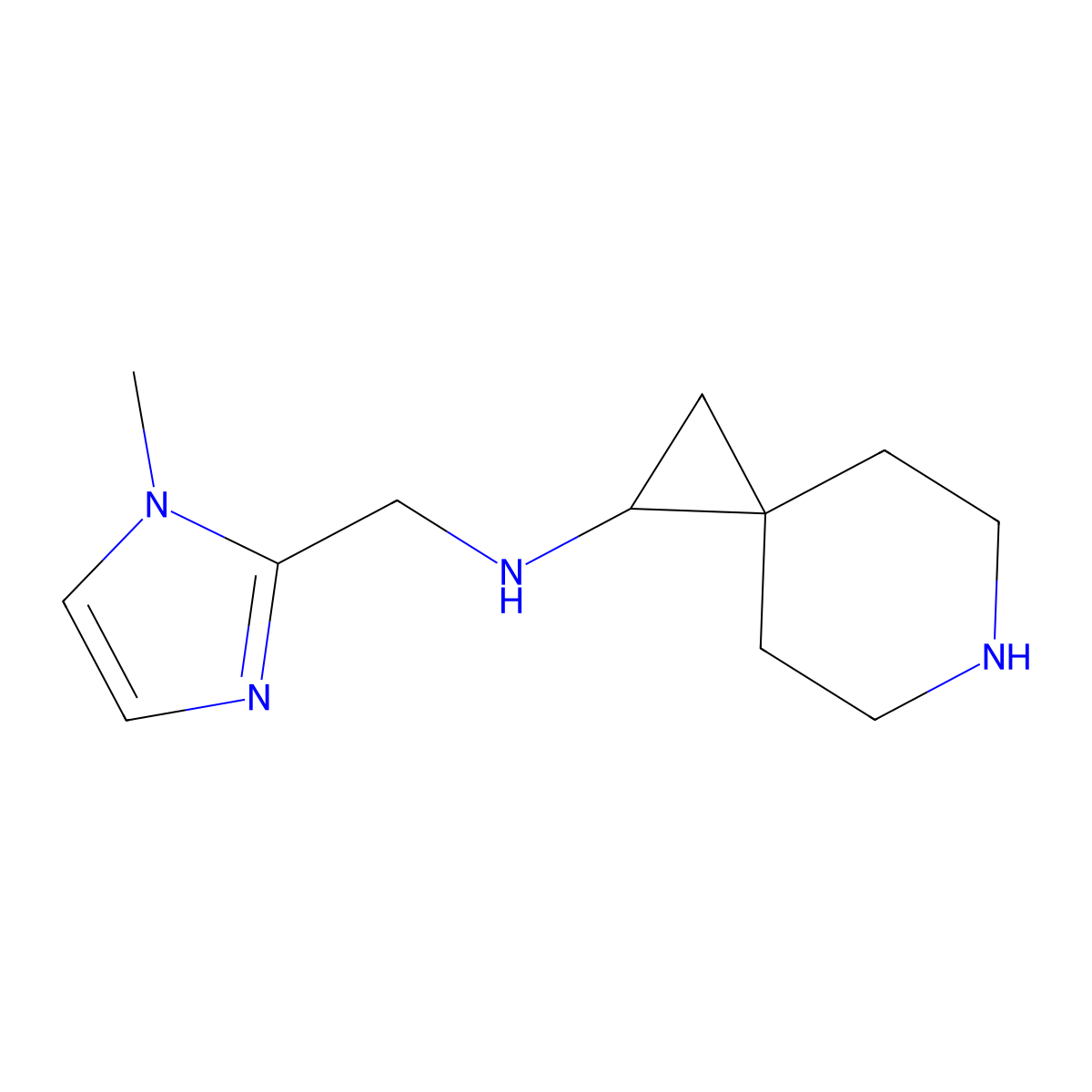 N-[(1-methyl-1H-imidazol-2-yl)methyl]-6-azaspiro[2.5]octan-1-amine molecular structure, CAS 2580234-65-5