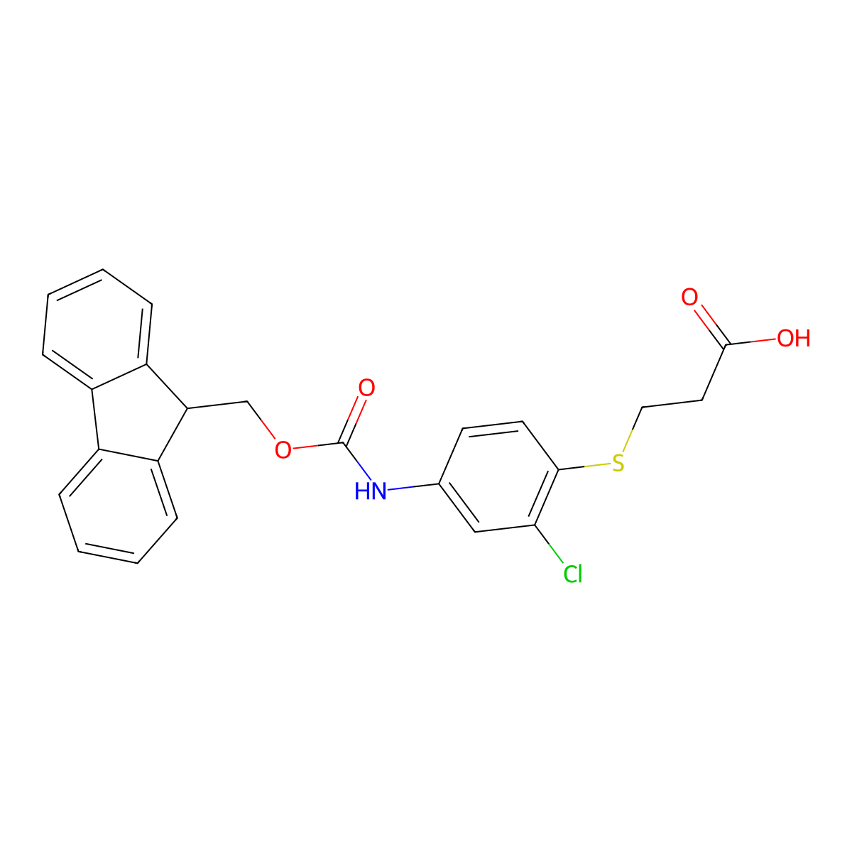 3-{[2-chloro-4-({[(9H-fluoren-9-yl)methoxy]carbonyl}amino)phenyl]sulfanyl}propanoic acid molecular structure, CAS 2580234-66-6