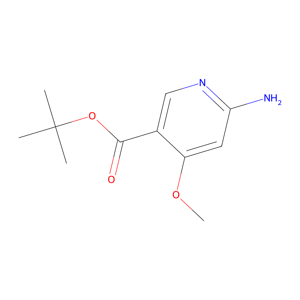 Tert-butyl 6-amino-4-methoxypyridine-3-carboxylate molecular structure, CAS 2580234-70-2