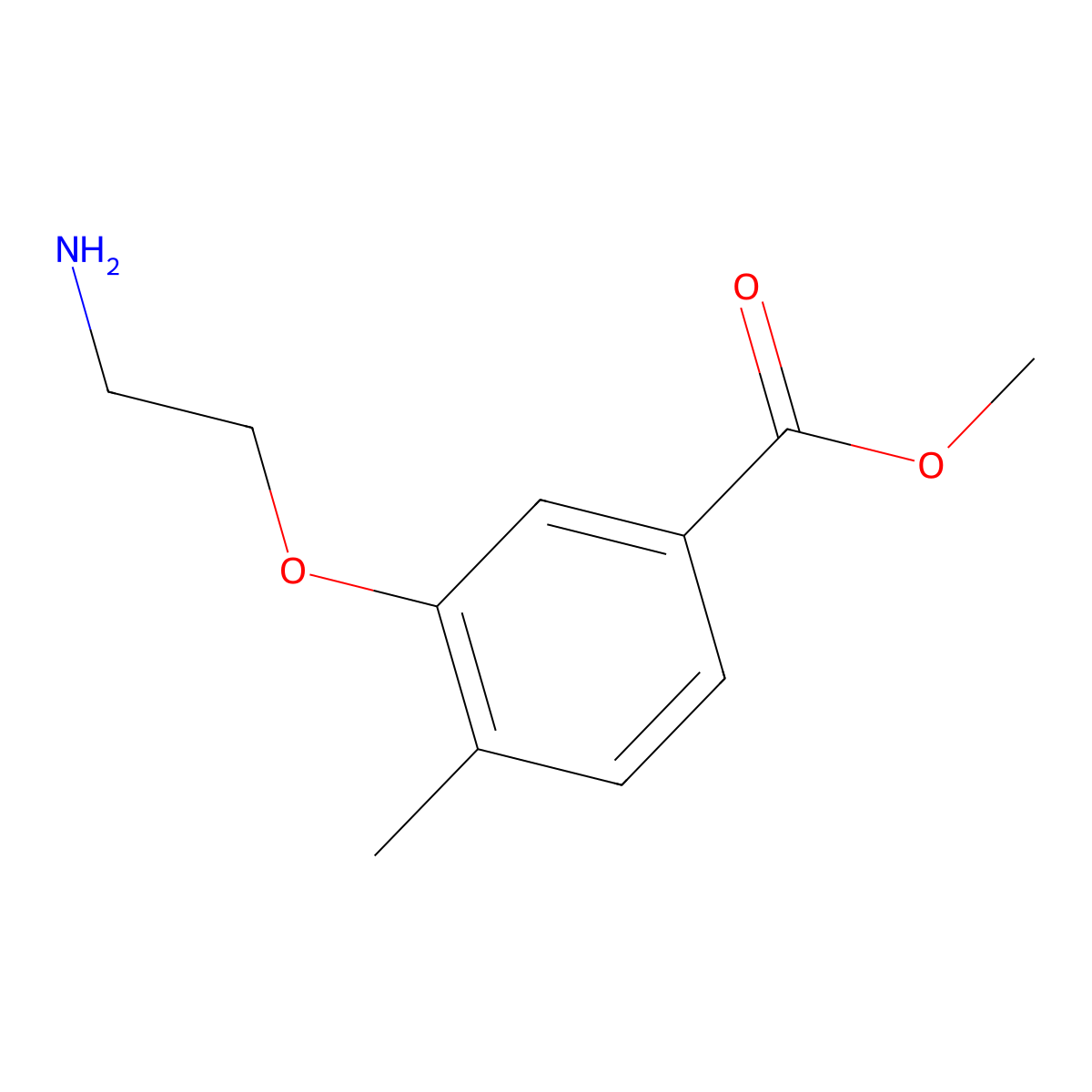 Methyl 3-(2-aminoethoxy)-4-methylbenzoate molecular structure, CAS 2580234-75-7