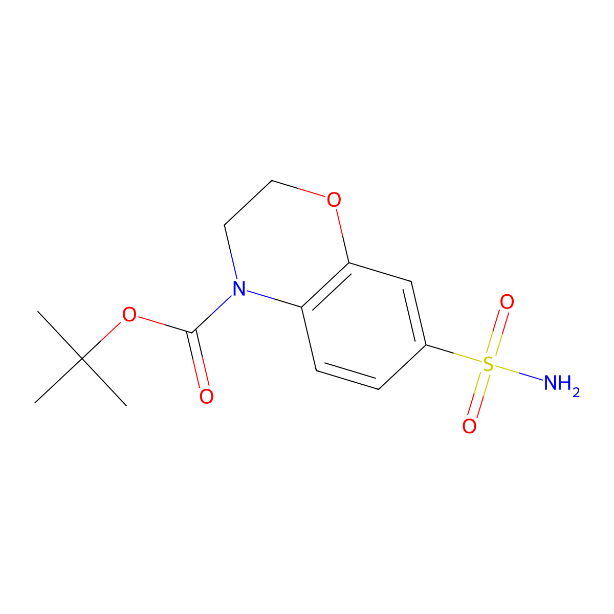tert-butyl 7-sulfamoyl-3,4-dihydro-2H-1,4-benzoxazine-4-carboxylate molecular structure, CAS 2580234-91-7