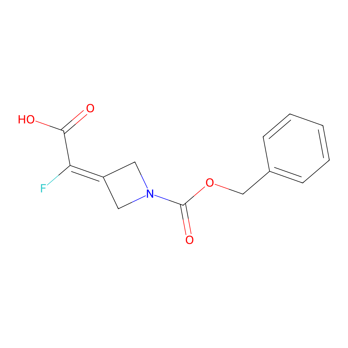 2-{1-[(Benzyloxy)carbonyl]azetidin-3-ylidene}-2-fluoroacetic acid molecular structure, CAS 2580234-95-1