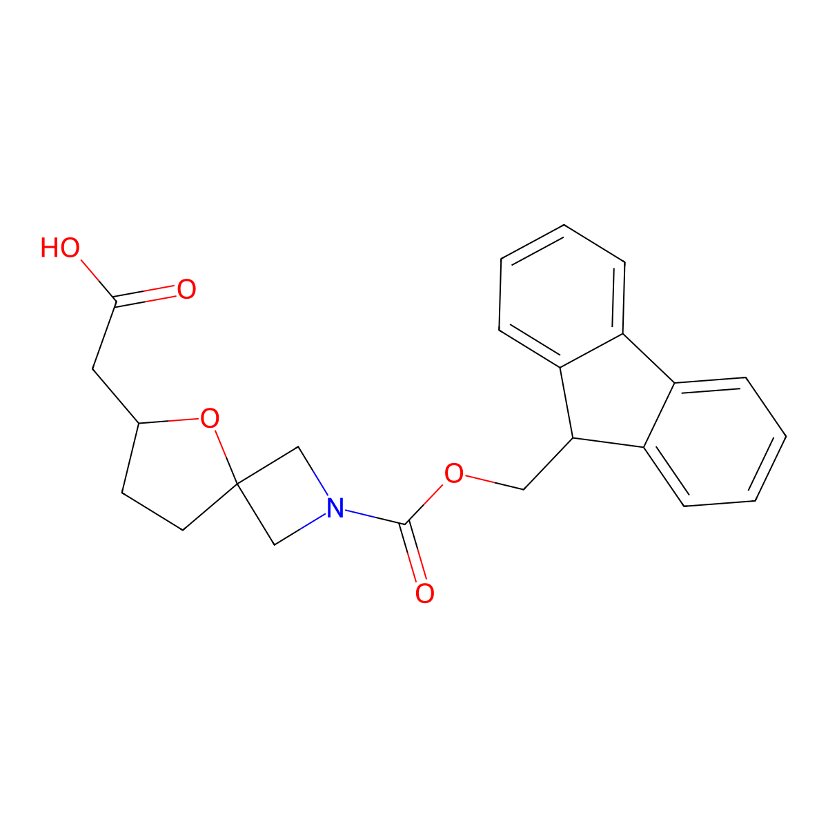 2-(2-{[(9H-fluoren-9-yl)methoxy]carbonyl}-5-oxa-2-azaspiro[3.4]octan-6-yl)acetic acid molecular structure, CAS 2580235-06-7