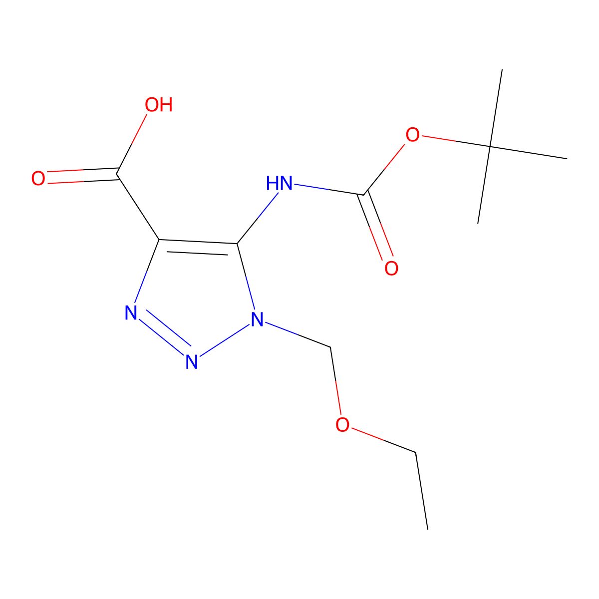 5-{[(tert-butoxy)carbonyl]amino}-1-(ethoxymethyl)-1H-1,2,3-triazole-4-carboxylic acid molecular structure, CAS 2580235-08-9