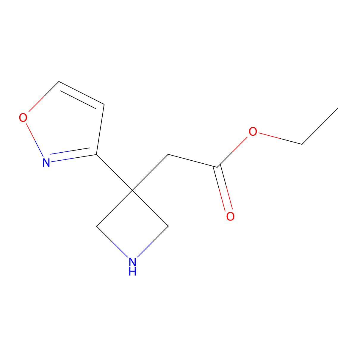 Ethyl 2-[3-(1,2-oxazol-3-yl)azetidin-3-yl]acetate molecular structure, CAS 2580235-18-1