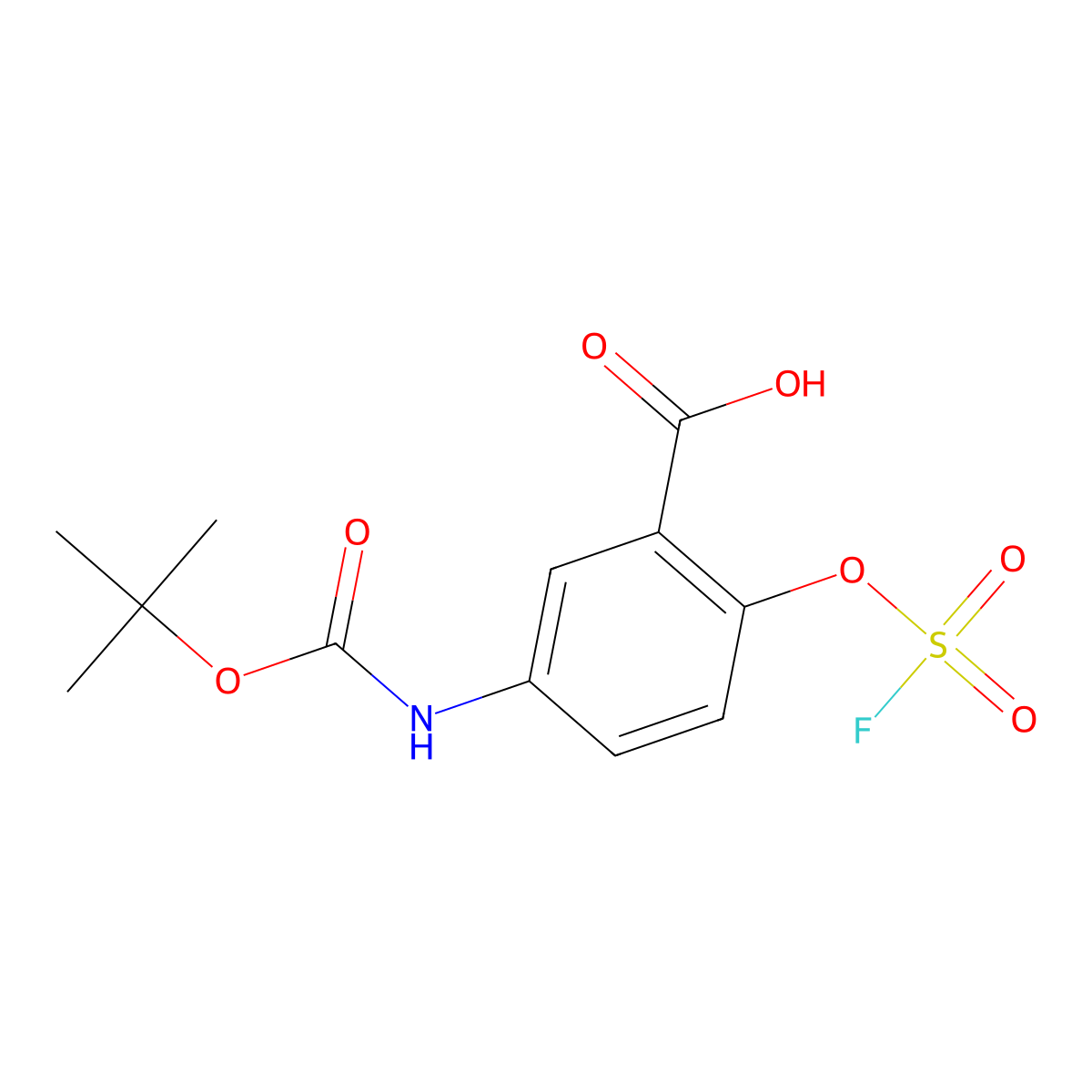 5-{[(Tert-butoxy)carbonyl]amino}-2-[(fluorosulfonyl)oxy]benzoic acid molecular structure, CAS 2580235-23-8