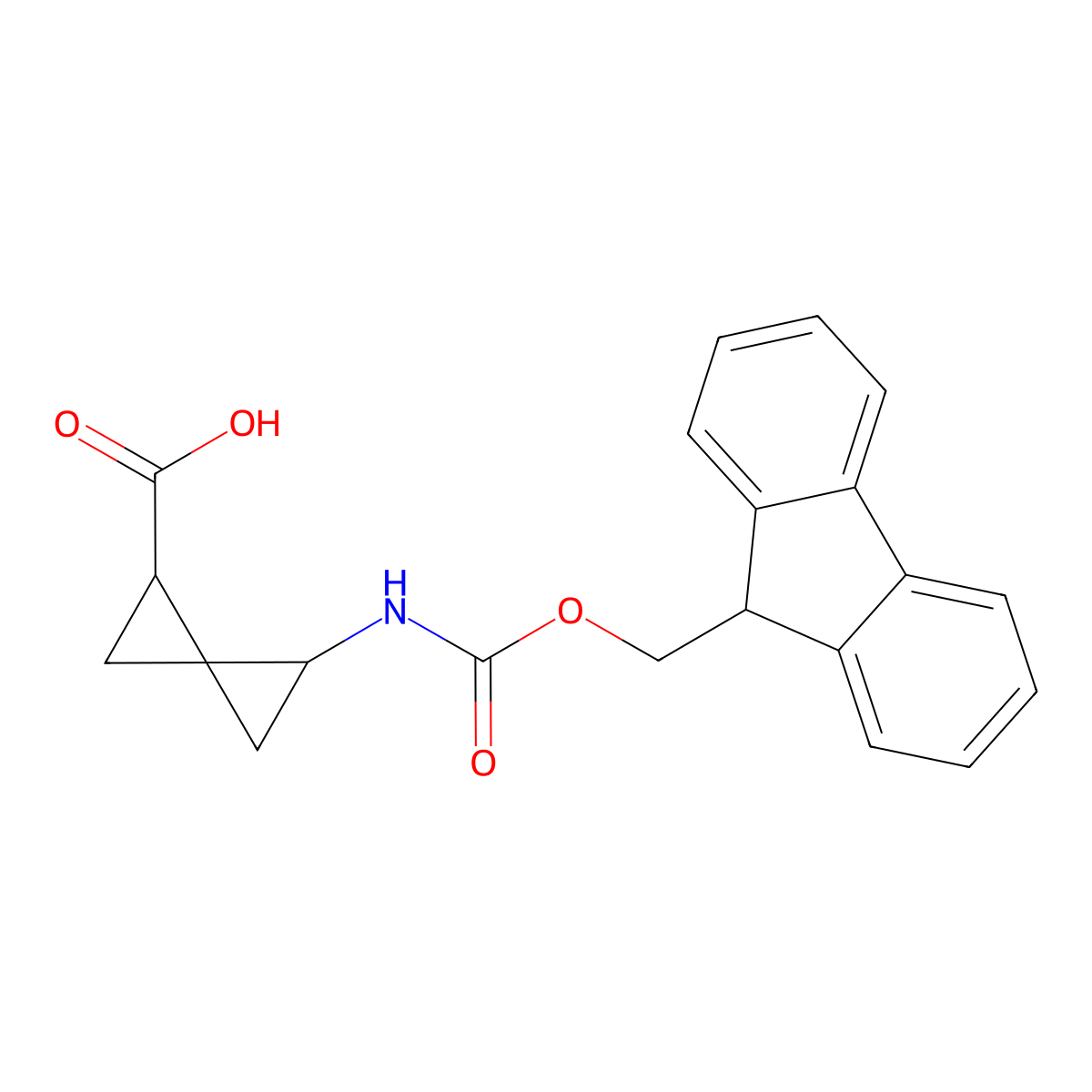 4-({[(9H-fluoren-9-yl)methoxy]carbonyl}amino)spiro[2.2]pentane-1-carboxylic acid molecular structure, CAS 2580235-27-2