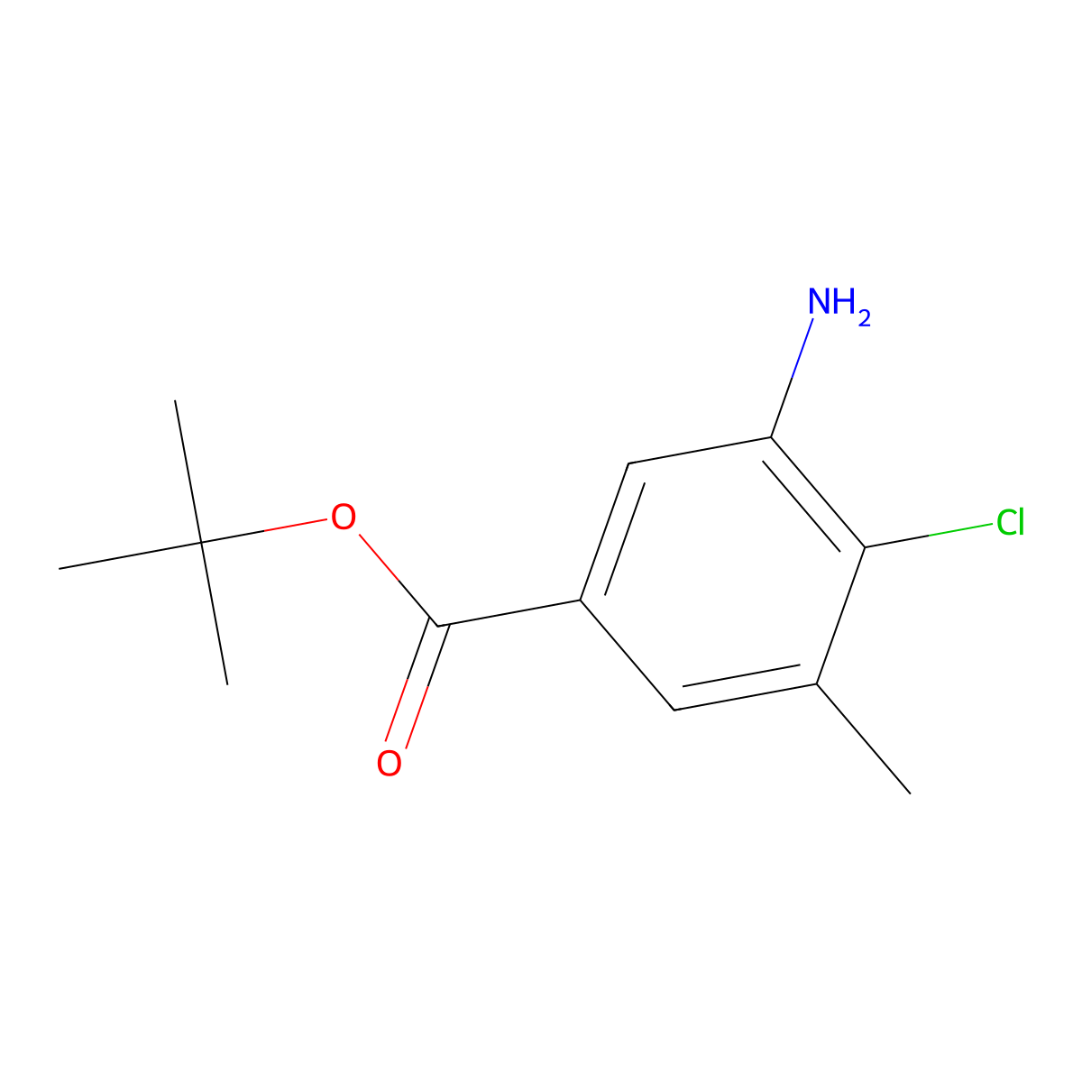 Tert-butyl 3-amino-4-chloro-5-methylbenzoate molecular structure, CAS 2580235-31-8