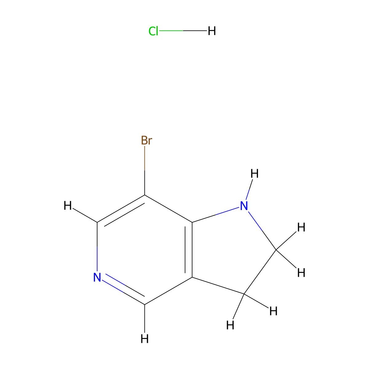 7-Bromo-1h,2h,3h-pyrrolo[3,2-c]pyridine hydrochloride molecular structure, CAS 2580235-34-1