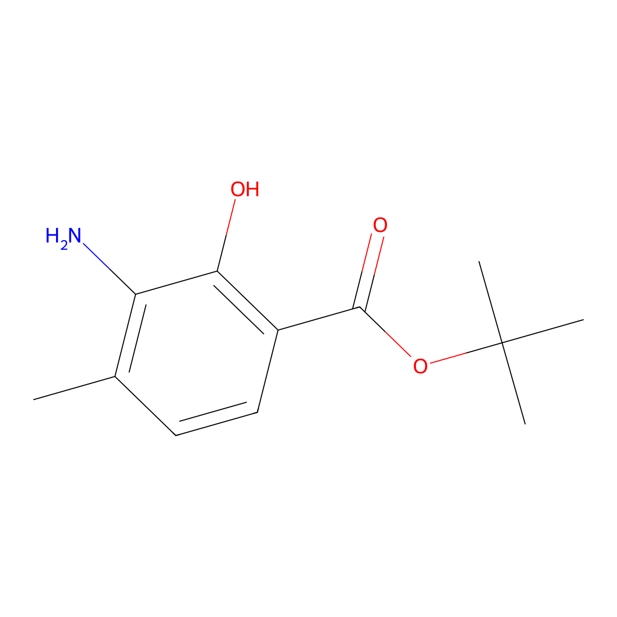 Tert-butyl 3-amino-2-hydroxy-4-methylbenzoate molecular structure, CAS 2580235-39-6