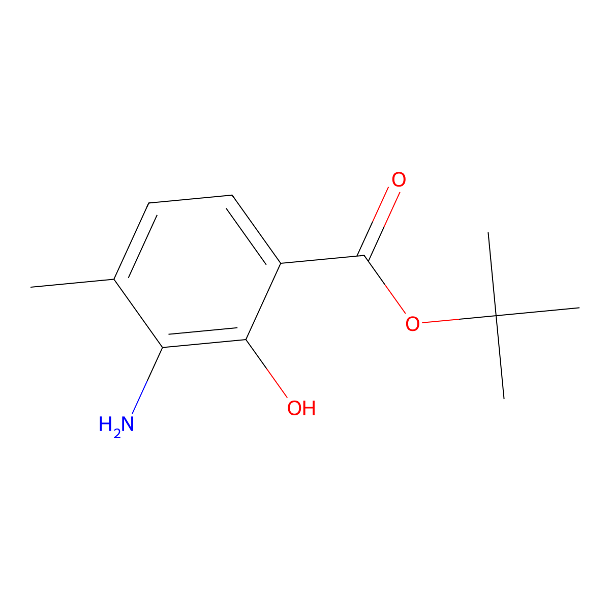 Tert-butyl 3-amino-2-hydroxy-4-methylbenzoate molecular structure, CAS 2580235-39-6