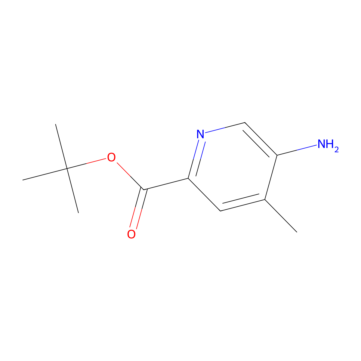 Tert-butyl 5-amino-4-methylpyridine-2-carboxylate molecular structure, CAS 2580235-44-3