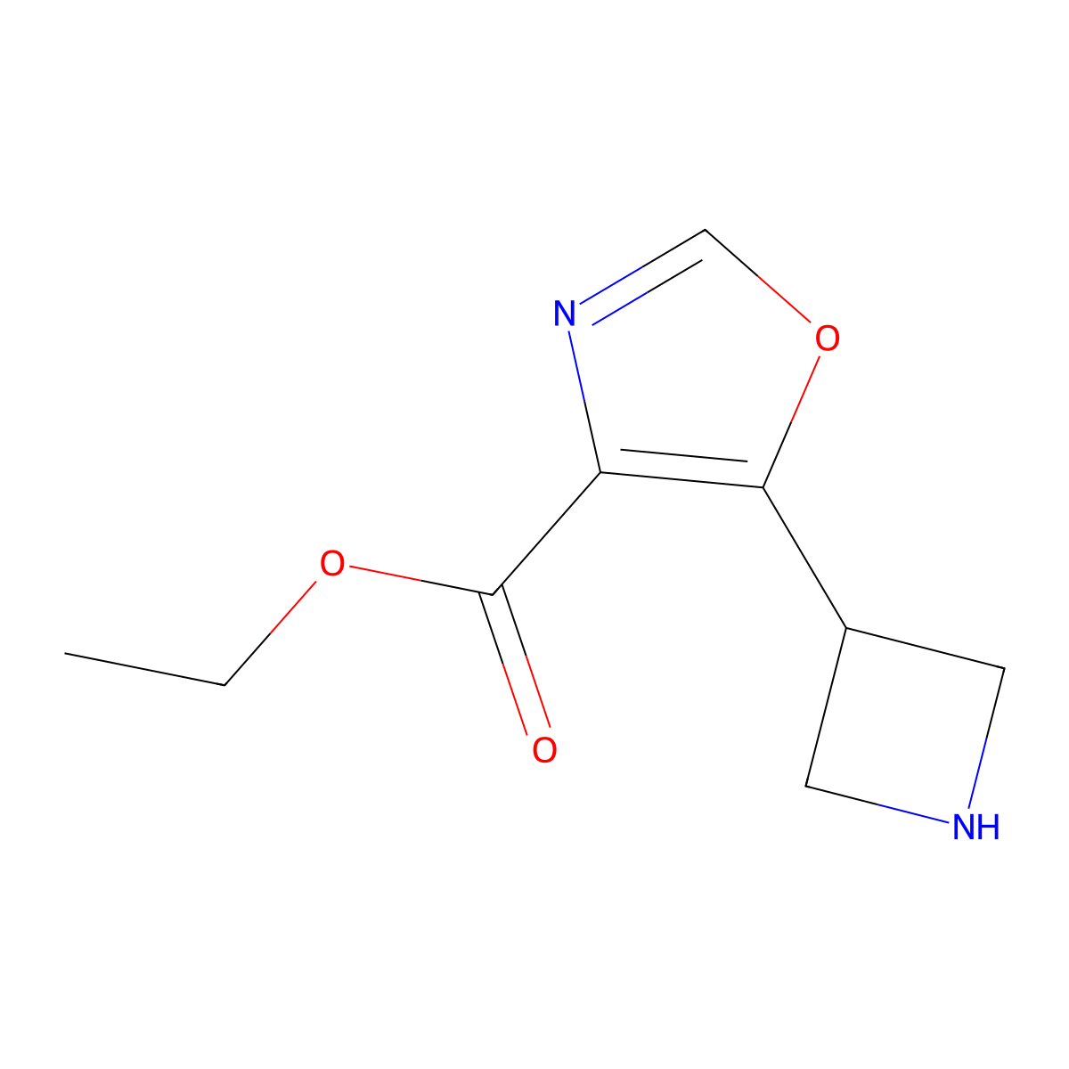 Ethyl 5-(azetidin-3-yl)-1,3-oxazole-4-carboxylate molecular structure, CAS 2580235-49-8