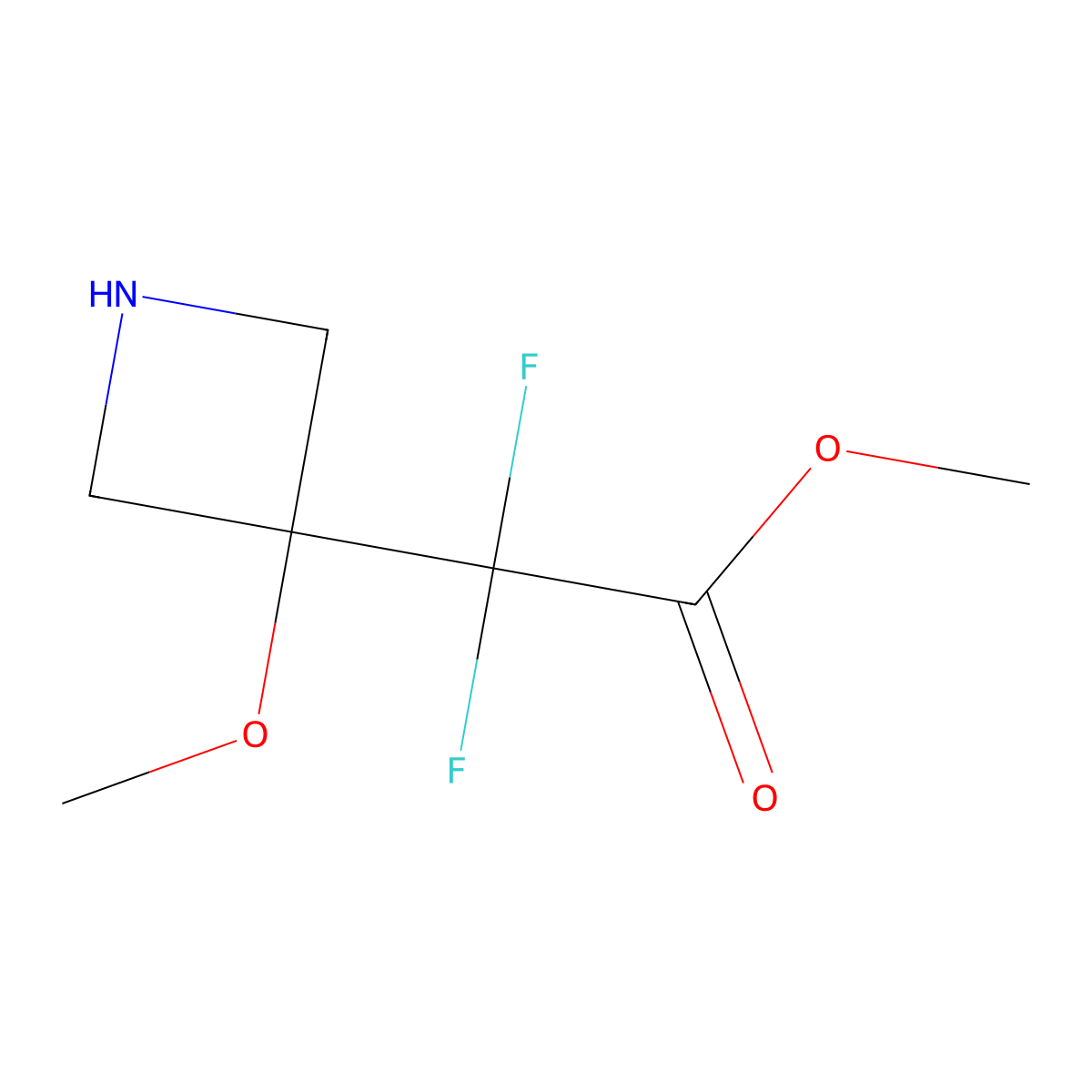 Methyl 2,2-difluoro-2-(3-methoxyazetidin-3-yl)acetate molecular structure, CAS 2580235-53-4