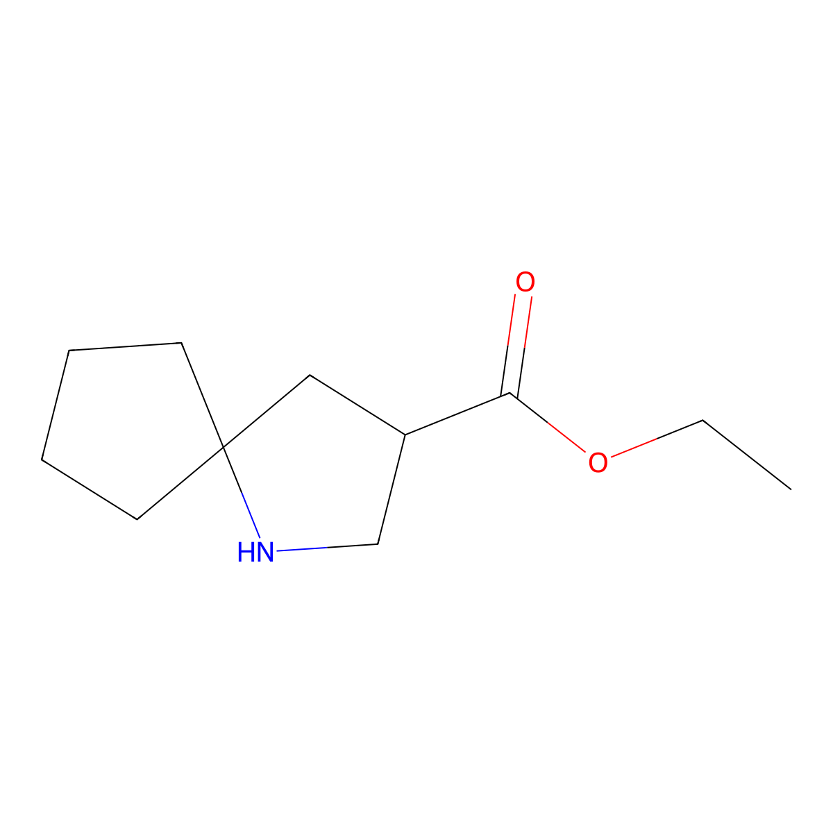 Ethyl 1-azaspiro[4.4]nonane-3-carboxylate molecular structure, CAS 2580235-55-6