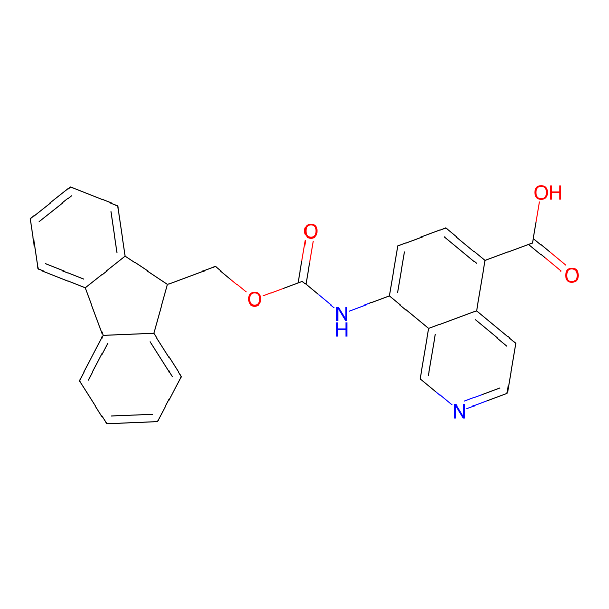 8-({[(9H-fluoren-9-yl)methoxy]carbonyl}amino)isoquinoline-5-carboxylic acid molecular structure, CAS 2580235-57-8
