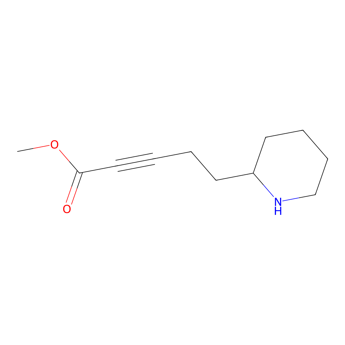 Methyl 5-(piperidin-2-yl)pent-2-ynoate molecular structure, CAS 2580235-66-9