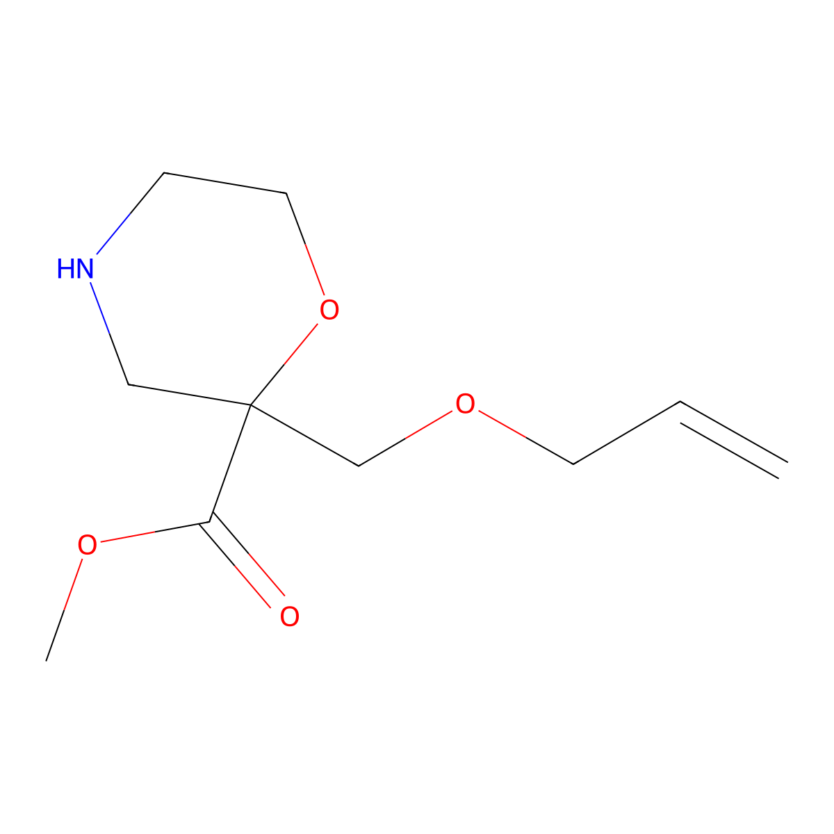 Methyl 2-[(prop-2-en-1-yloxy)methyl]morpholine-2-carboxylate molecular structure, CAS 2580235-68-1
