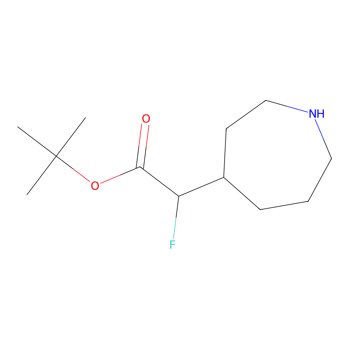 Tert-butyl 2-(azepan-4-yl)-2-fluoroacetate molecular structure, CAS 2580235-69-2