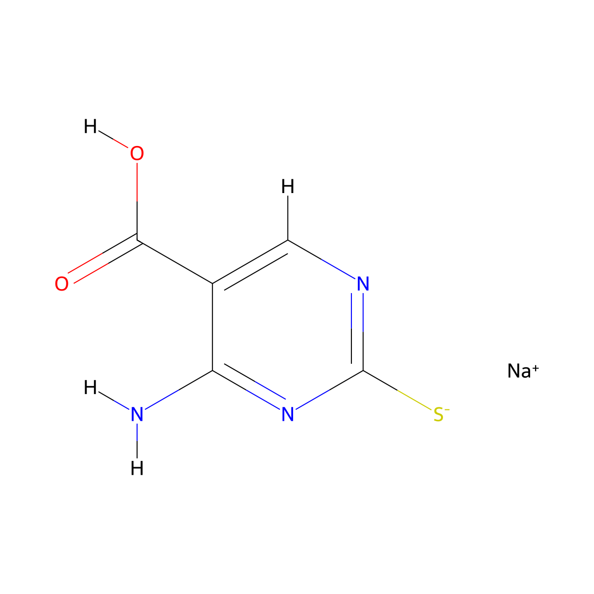 Sodium (4-amino-5-carboxypyrimidin-2-yl)sulfanide molecular structure, CAS 2580235-77-2
